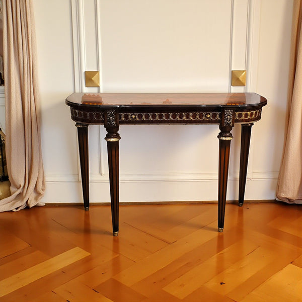 Louis XVI Console - Mahogany Flame Wood with Bronze Ormolu