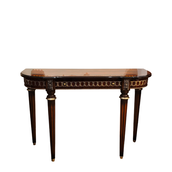 Louis XVI Console - Mahogany Flame Wood with Bronze Ormolu
