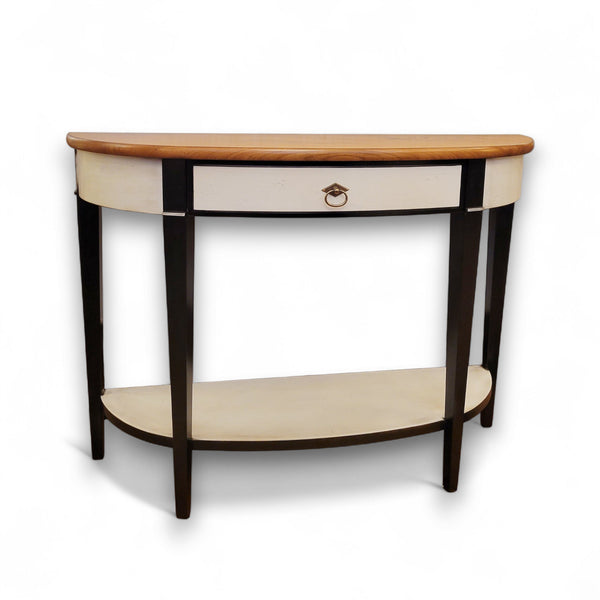 Directoire Demi-Lune Console - Noir and Blanc Finish