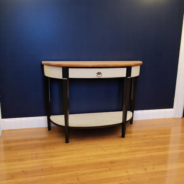 Directoire Demi-Lune Console - Noir and Blanc Finish