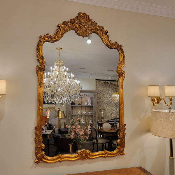 Louis XV Vertical Carved Mirror - Gold Leaf