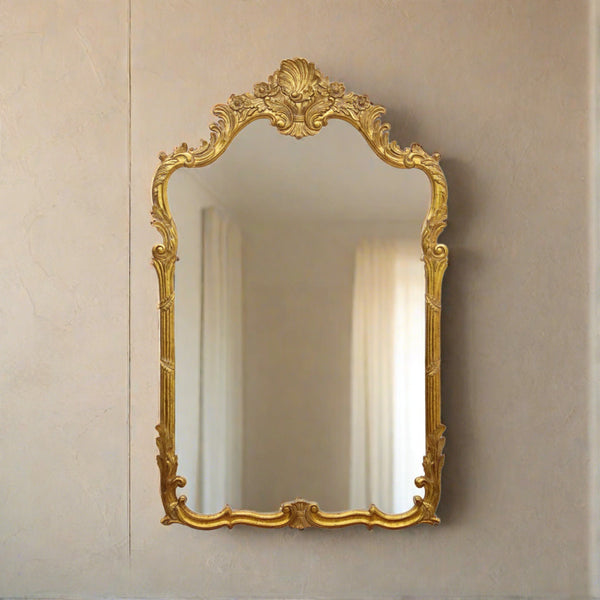 Louis XV Vertical Carved Mirror - Gold Leaf