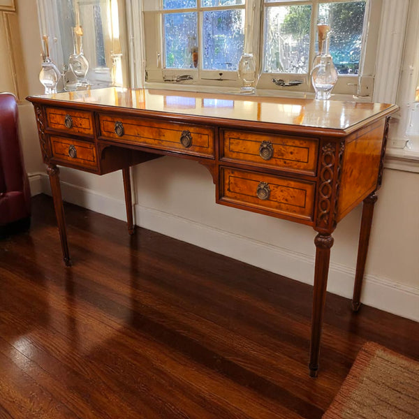 Louis XVI Narrow Writing Desk Vanity - Burl