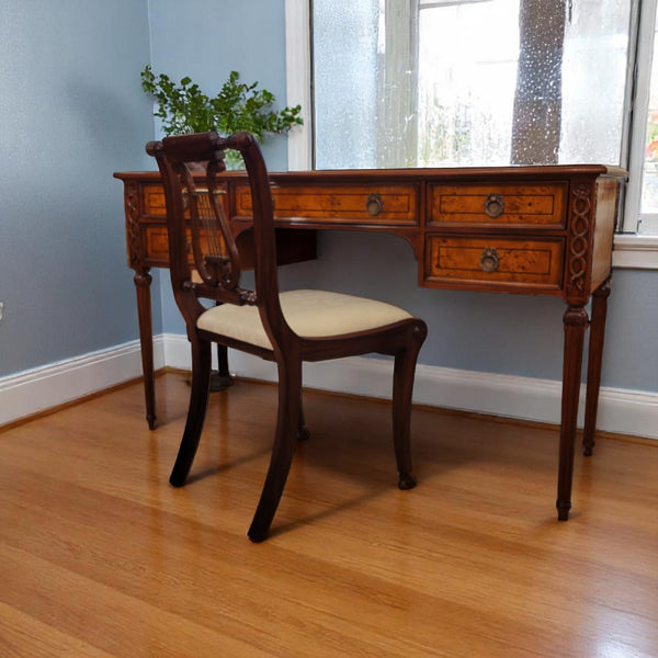 Louis XVI Narrow Writing Desk Vanity - Burl