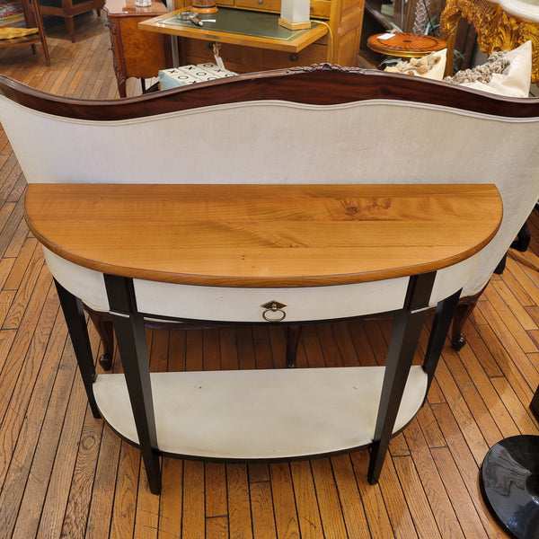 Directoire Demi-Lune Console - Noir and Blanc Finish