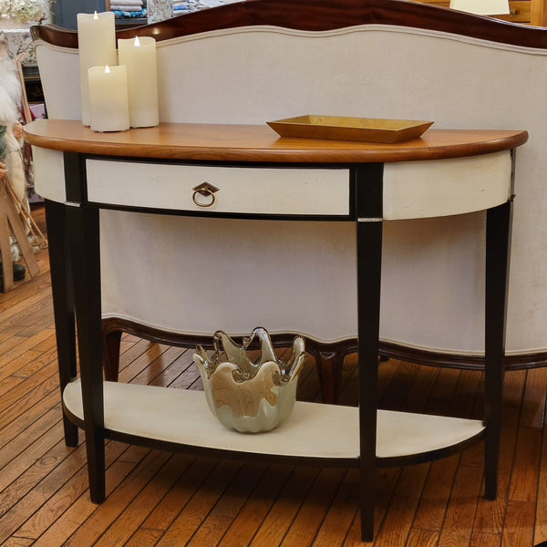 Directoire Demi-Lune Console - Noir and Blanc Finish