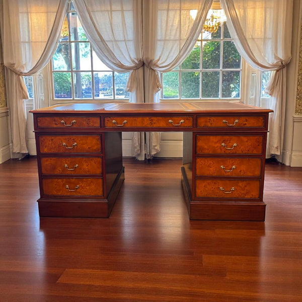 Pedestal Desk - Mahogany ang Burl