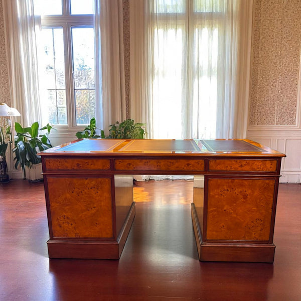 Pedestal Desk - Mahogany ang Burl