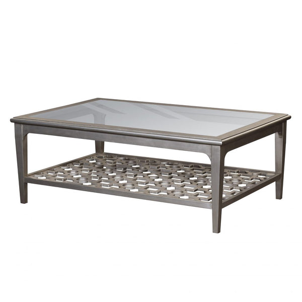 Art Deco Geometric Coffee Table - Silver Finish