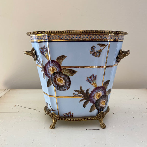 Porcelain & Bronze Ormolu Tall Planter