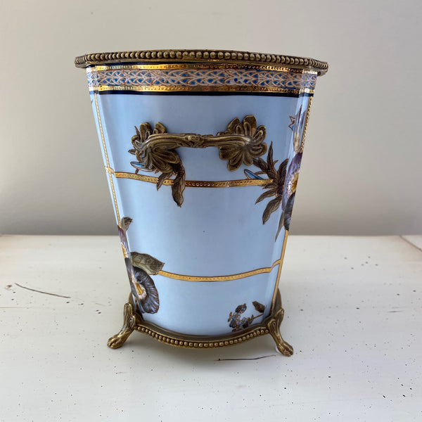 Porcelain & Bronze Ormolu Tall Planter