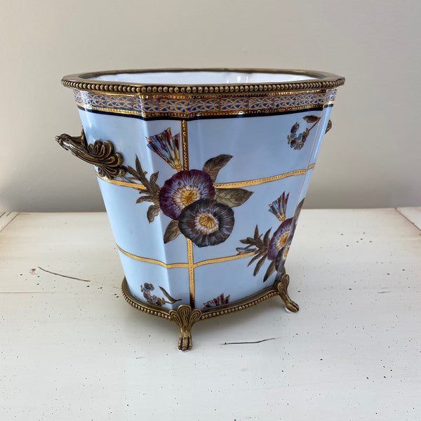 Porcelain & Bronze Ormolu Tall Planter