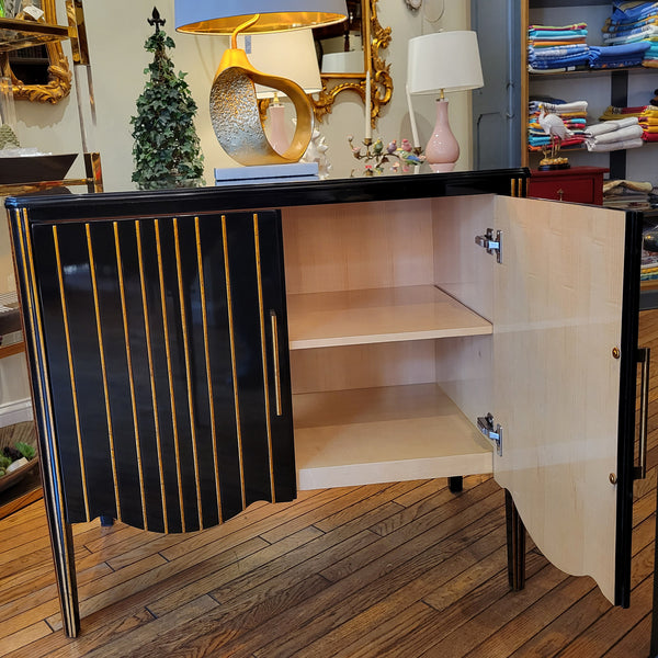 Art Deco Two Door Petite Buffet - Black Lacquer