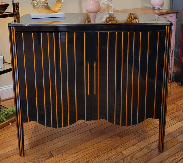 Art Deco Two Door Petite Buffet - Black Lacquer