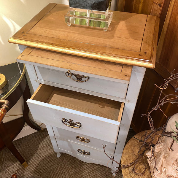 Louis Chiffonier Chest Solid Cherry Finish Antique Blue