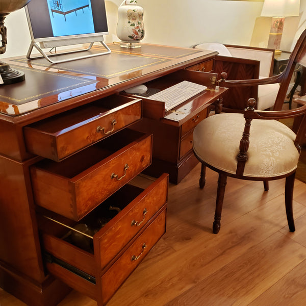 Pedestal Desk - Mahogany ang Burl