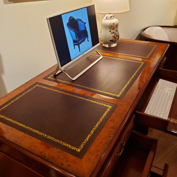 Pedestal Desk - Mahogany ang Burl