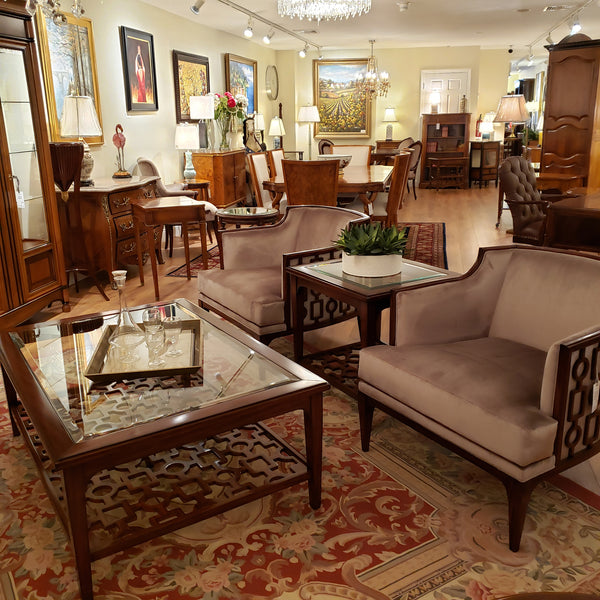 Art Deco Geometric Coffee Table - Mahogany Finish