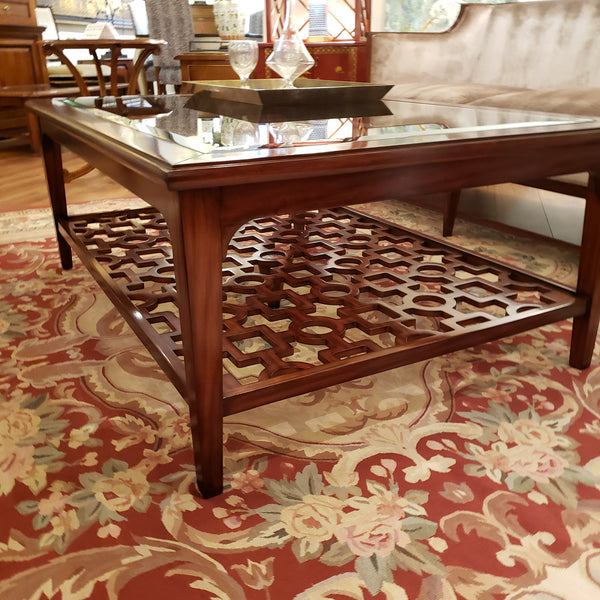 Art Deco Geometric Coffee Table - Mahogany Finish