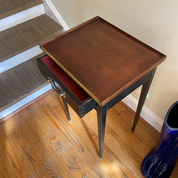 Directoire Side Table One Drawer Finish Black w/Brass