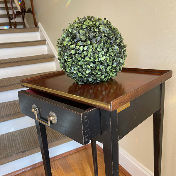 Directoire Side Table One Drawer Finish Black w/Brass
