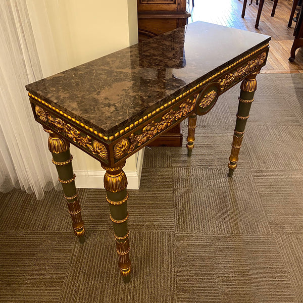 Verde Green Console with Marble Top