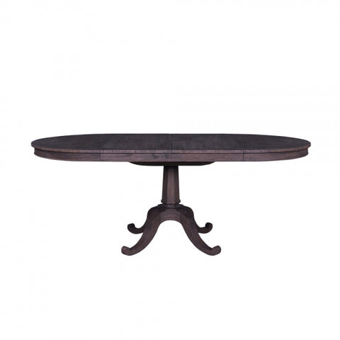 Oak Gris Round Dining Table with Two Leaves
