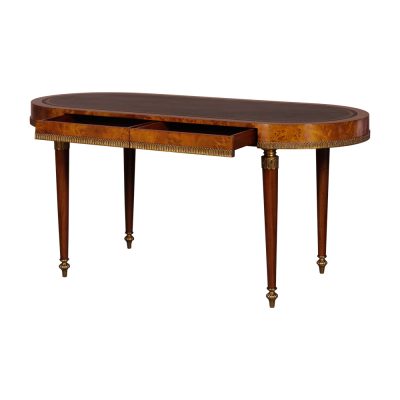 Mahogany and Burl Oval Writing Desk