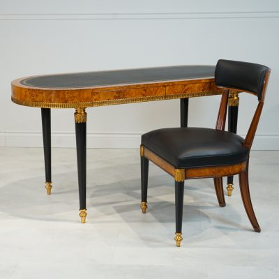 Mahogany and Burl Oval Writing Desk