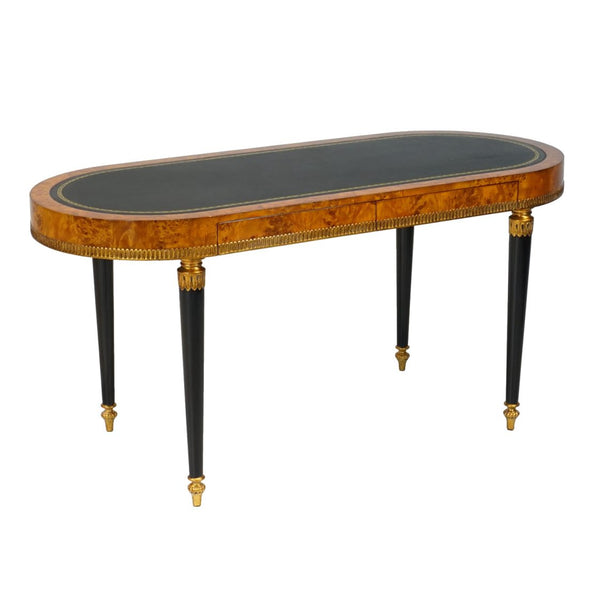 Mahogany and Burl Oval Writing Desk