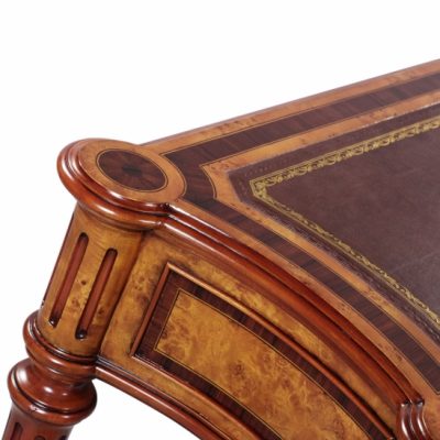 Louis XVI Mahogany and Burl Concaved Console Table