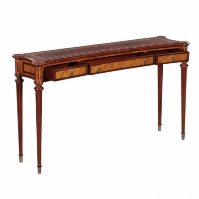 Louis XVI Mahogany and Burl Concaved Console Table