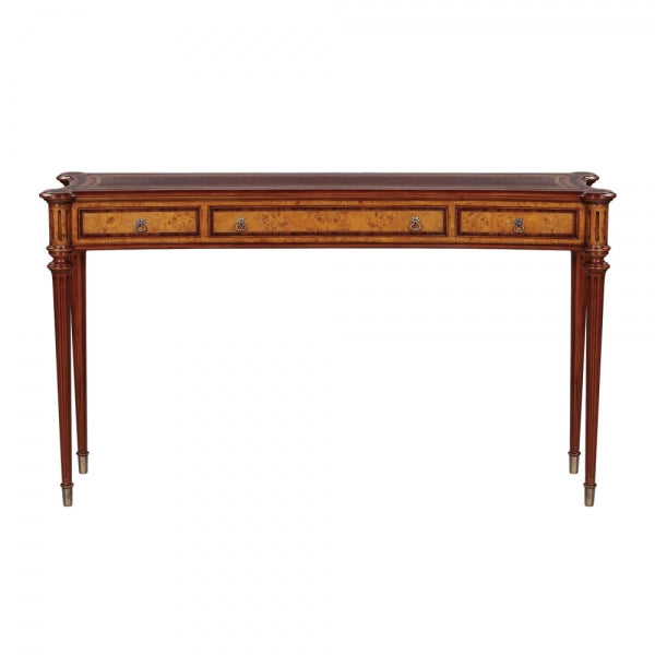 Louis XVI Mahogany and Burl Concaved Console Table