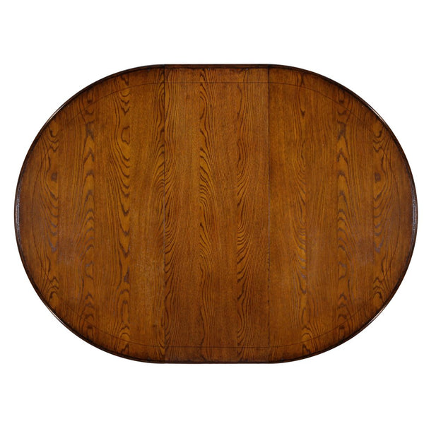 Round Oak Dining Table with Two Leaves