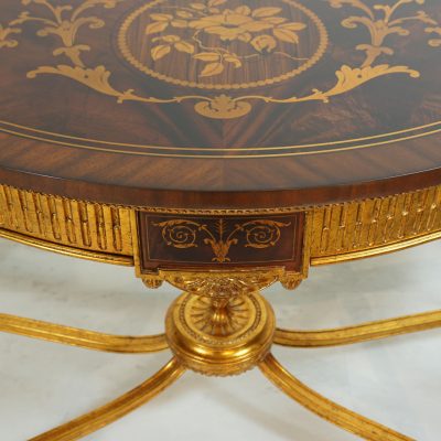 Louis XVI Demi-Lune Console with Gold Base Inlay