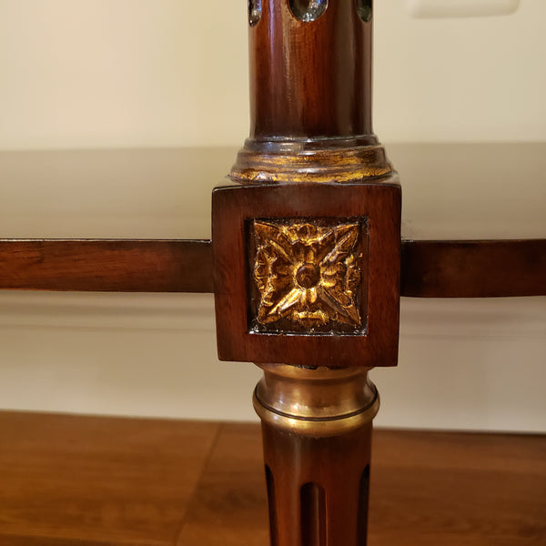 Louis XVI Console Mahogany with Light Marble Top - Three Drawer