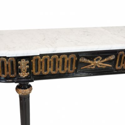 Louis XVI Narrow Console Mahogany in black lacquer and gold accents