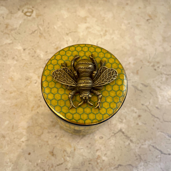 Porcelain Bee Box with Bronze Accents