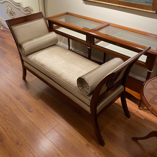 Directoire Lyre Bench Mahogany Flame Wood