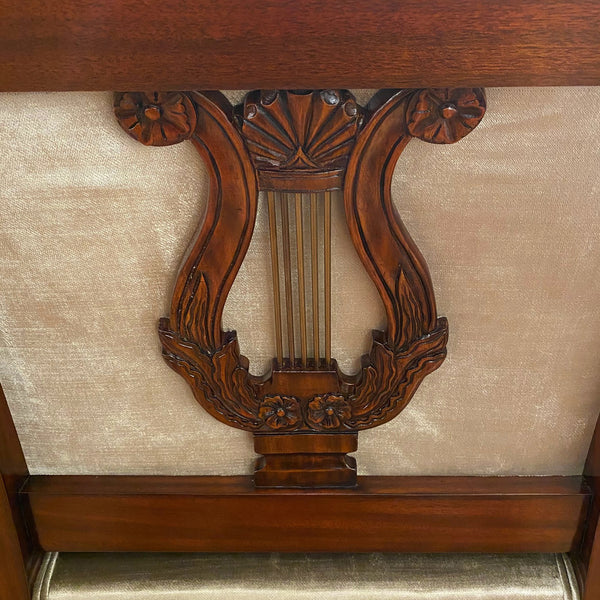 Directoire Lyre Bench Mahogany Flame Wood