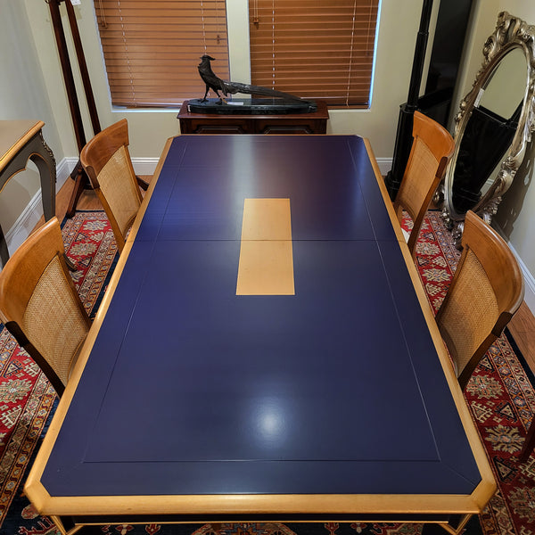 Bleu Annecy Directoire Dining Table - Midnight and Gold Finish