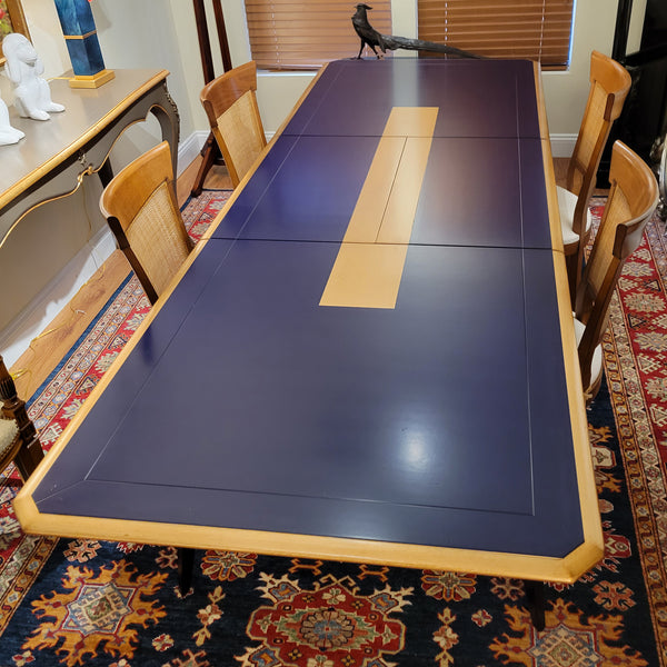 Bleu Annecy Directoire Dining Table - Midnight and Gold Finish