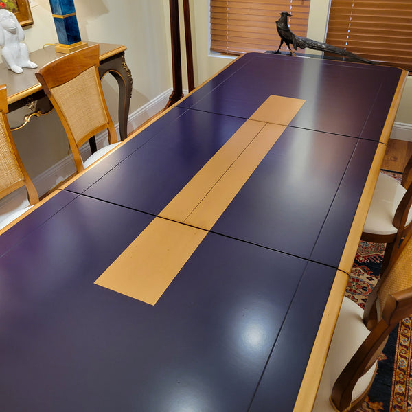 Bleu Annecy Directoire Dining Table - Midnight and Gold Finish