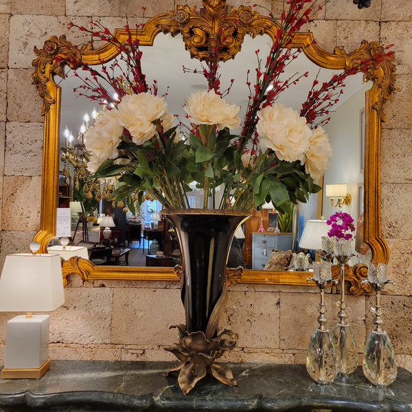 Large Porcelain Vase - Black with Ormolu Bronze