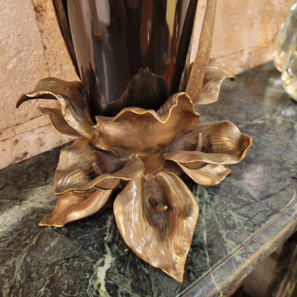 Large Porcelain Vase - Black with Ormolu Bronze