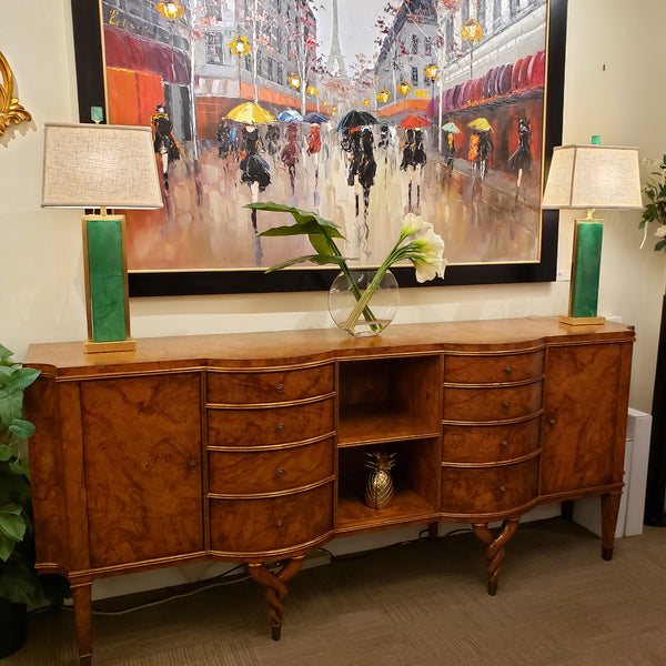 Deco Ash Wood Sideboard - Six Drawer, Two door and Open Display