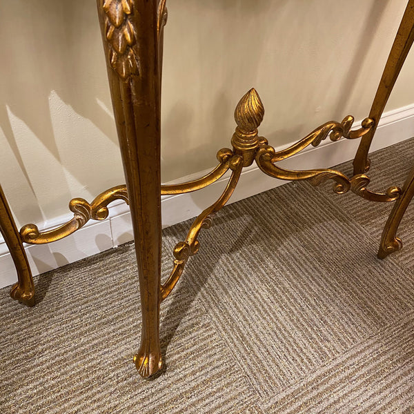Louis XV Console - Gold Finish with Cream Marble