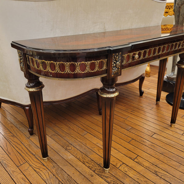 Louis XVI Console - Mahogany Flame Wood with Bronze Ormolu