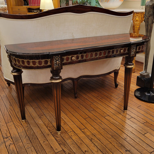 Louis XVI Console - Mahogany Flame Wood with Bronze Ormolu
