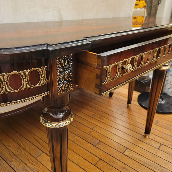 Louis XVI Console - Mahogany Flame Wood with Bronze Ormolu